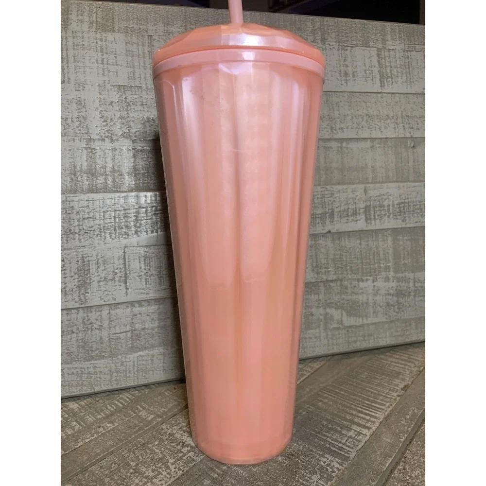 Starbucks 24oz Peach Dome Lid Cold Cup Tumbler with Straw Summer‎ 2021